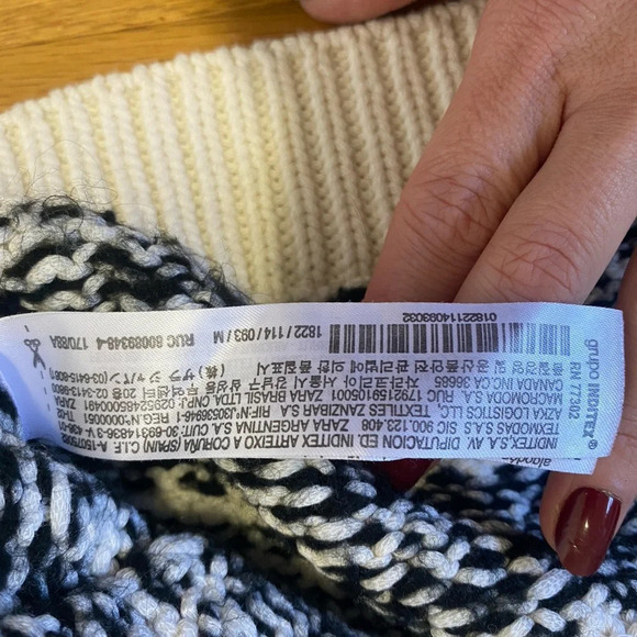 ZARA Black and Ivory Oversized Chunky Knit Cozy Cardigan Women’s Medium - Picture 4 of 6